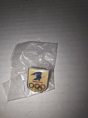 Vintage US Post Office USPS Olympics Sponsor Olympic Rings Eagle Lapel Pin